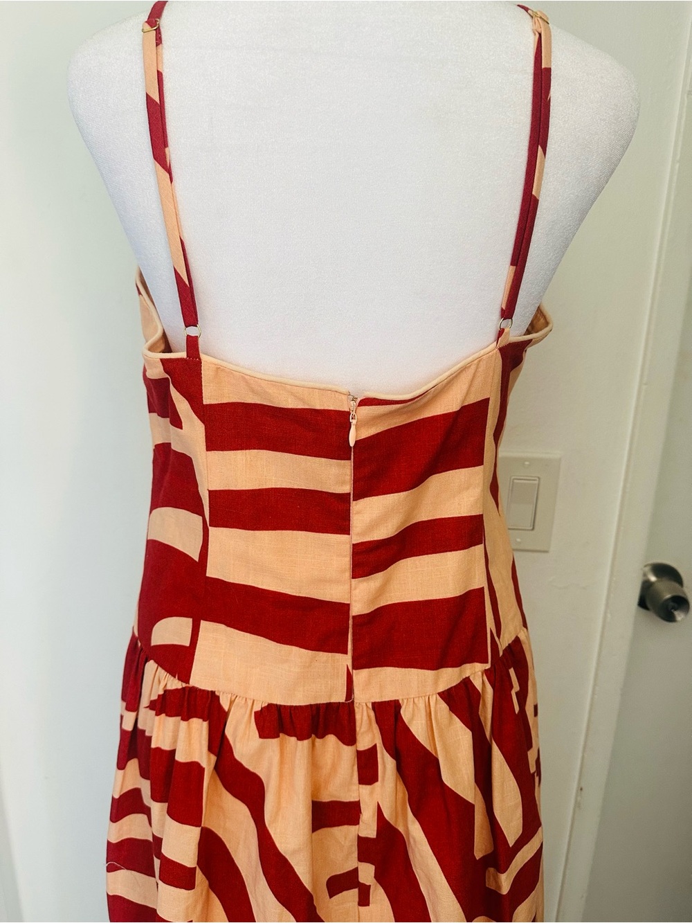 NWOT Mon Renn Surreal Midi Dress Tropico Print Red/Sand - Size M - Picture 7 of 8